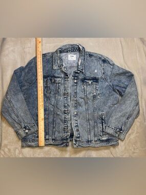 Old Navy Faded Light Blue Ripped Denim Jacket